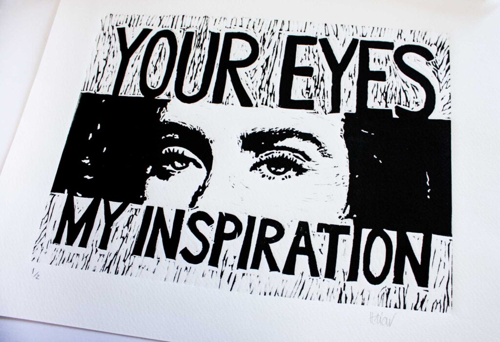 Linograbado - Your eyes, my inspiration